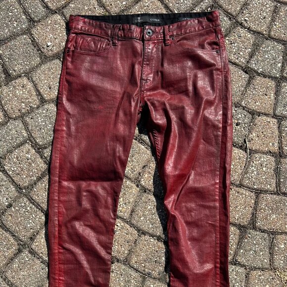 Guess Red Slim Tappered Men's Jeans Sz 33 - Picture 1 of 8